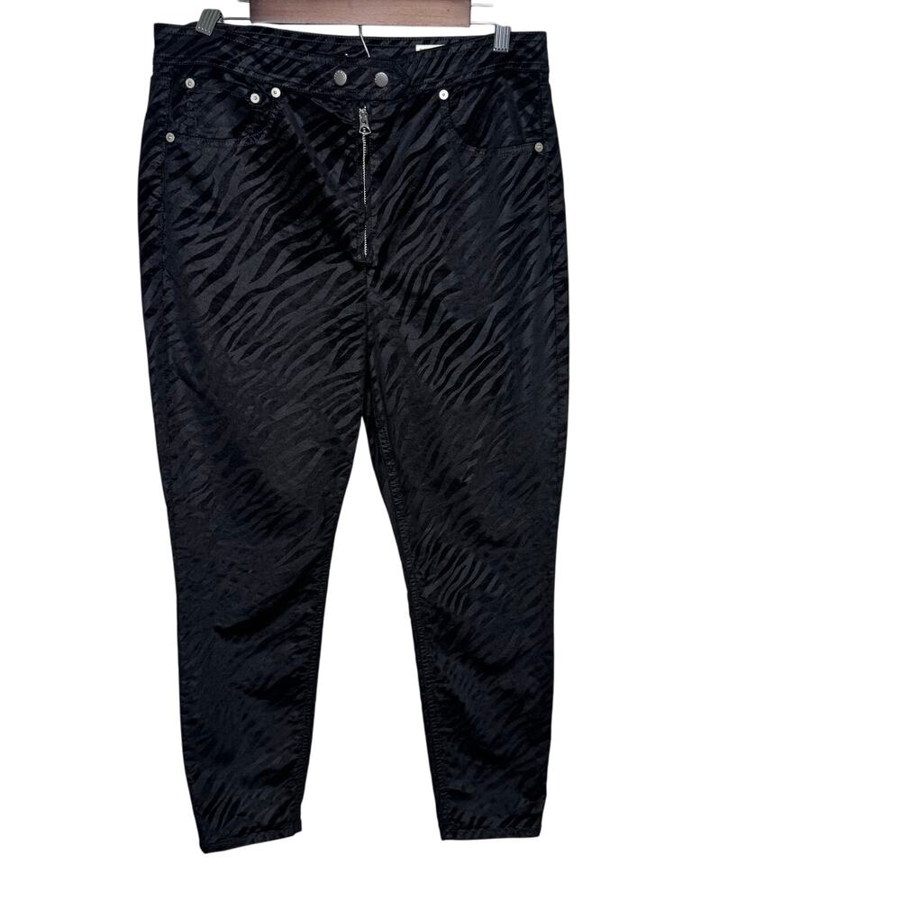 Rag & Bone Nina Zebra Jacquard High Rise Skinny Jeans Black Size 32‎